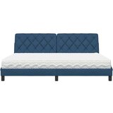 vidaXL Postelja z vzmetnico modra 200x200 cm blago, (22062519) | Shoptok.si