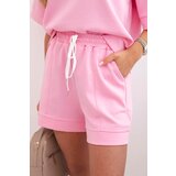 Kesi Włoski Women's butter set with a short-sleeved blouse and shorts with an elastic band light pink | Shoptok.si