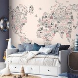  Foto tapeta - Map With Icons - Cartoon Representation of the World in Pastel Colours 500x350 Vodootporna | shoptok.hr