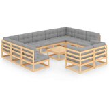  Vrtna sedežna garnitura 12-delna z blazinami trdna borovina, (20679141) | Shoptok.si