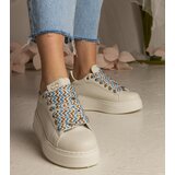 D/CEO marka niezdefiniowana Beige women's sneakers with chunky lacing Kessa | ePonuda.com