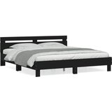  Okvir kreveta s uzglavljem crni 200 x 200 cm konstruirano drvo | shoptok.hr