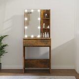 vidaXL Toaletna mizica z LED lučkami dimljeni hrast 60x40x140 cm Cene