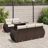  6-dijelni set vrtnih sofa od poliratana s jastucima smeđi | shoptok.hr