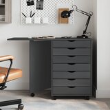 vidaXL Pokretni ormarić s radnim stolom MOSS sivi od masivne borovine | shoptok.hr