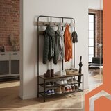 Ruhhy samostojeća polica s vje&amp;scaron;alicom, klupom i 12 kuka, loft Slike