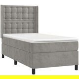  Box spring postelja z vzmetnico LED svetlo siva 80x200 cm žamet, (20789444) | Shoptok.si