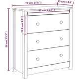  Komoda bijela 70 x 35 x 80 cm od masivne borovine | shoptok.hr