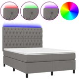  Box spring postelja z vzmetnico LED temno siva 140x200 cm blago, (20724044) | Shoptok.si