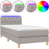  Box spring postelja z vzmetnico LED sv. siva 100x200 cm blago, (20725281) | Shoptok.si