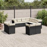  11-dijelni set vrtnih sofa od poliratana s jastucima crni Crna i krem | shoptok.hr