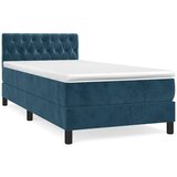 Box spring krevet s madracem tamnoplavi 90x200 cm baršunasti | shoptok.hr