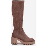 VINCEZA Knee-high eco suede boots on a heel | shoptok.hr