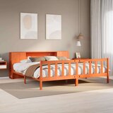  Knjižna postelja brez vzmetnice vošč. rjava 180x200cm trden les, (21608165) | Shoptok.si