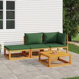 Maison Chic Seti vrtnega pohištva - Vrtna garnitura - Vrtni pohištvo set 4-delna z zelenimi blazinami trden les, (21818760) | Shoptok.si