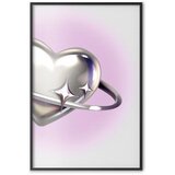  Plakat Cosmic Heart - silver heart with a ring on a purple background 40x60 Crni okvir | shoptok.hr