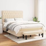  Krevet s oprugama i madracem krem 140x200 cm od tkanine | shoptok.hr