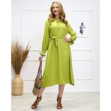 Resti Light green women's long dress with waist tie - Clothing | Shoptok.si
