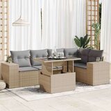  6-dijelni set vrtnih sofa s jastucima bež od poliratana | shoptok.hr