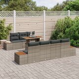  Vrtni set sofa Set od 8 Siva Poli ratan drvo Vanjski namještaj | shoptok.hr