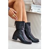 Kesi Ankle boots on a low heel insulated with fur Vinceza black Cene