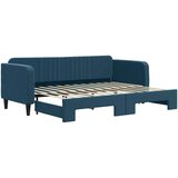  Dnevni krevet na razvlačenje plavi 80 x 200 cm baršunasti | shoptok.hr
