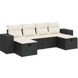 vidaXL 6-dijelni set vrtnih sofa s jastucima crni od poliratana | shoptok.hr