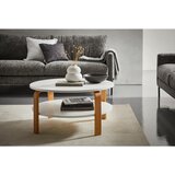 P & B klubska miza, bela, barve hrasta | Shoptok.si