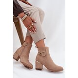 Boto Insulated Women's Ankle Boots on Heels with Gold Elements Beige Ambrine | shoptok.hr