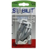 STABILIT Set univerzalnih zidnih vložkov (Premer zidnega vložka: 8 mm, Dolžina zidnega vložka: 40 mm, 4 kos, S kavljem, Bele barve) | Shoptok.si