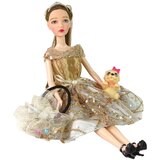  Lutka za igru Emily s smeđom kosom i psom s roza mašnom - 30 cm | Shoptok.si
