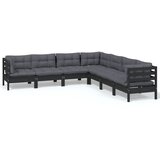 The Living Store Vrtna sedežna garnitura 7-delna z blazinami črna borovina - Vrtna Sedežna Garnitura, (21421745) | Shoptok.si
