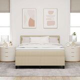 Box Spring Krevet s Madracem &amp LED Svjetlom Zelena Siva 140x200 cm Tkanina od kordure | shoptok.hr