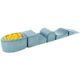 MeowBaby 4-delni penasti igralni komplet ® Foam Playground z okroglim bazenom, 100 žogami, estetski, velvet, turkizna: rumena, (21333716) | Shoptok.si