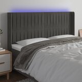 The Living Store led posteljno vzglavje temno sivo 163x16x118/128 cm žamet - led vzglavje, (21418385) Cene