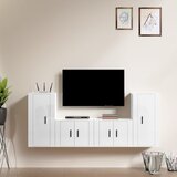 The Living Store Komplet TV omaric 4-delni visok sijaj bel inženirski les - Komplet TV Omaric, (21373940) Cene