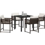  5-delni set za vrtno jedilnico z blazinami Rjava poli ratan, (22087693) | Shoptok.si