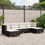 Maison Chic Seti vrtnega pohištva - Vrtna garnitura - Vrtni pohištvo set 6-delna z blazinami črna poli ratan, (21808805) | Shoptok.si