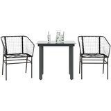  Vrtni blagovaonski set od 3 dijela, crni poliratan, staklo | shoptok.hr