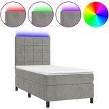  box spring s madracem LED svjetlosivi 90x200 cm baršun | shoptok.hr