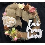 7 seas 365 ukrasni vjenčić s natpisom Eat Pray Love, 30 cm | shoptok.hr