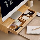 SoBuy stojalo za monitor pisalni organizator z 2 predaloma v barvi lesa v skandinavskem slogu, (20815125) | Shoptok.si