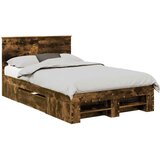  Krevetna konstrukcija s uzglavljem Dimljeni hrast 120 x 200 cm | shoptok.hr