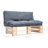  Vrtna sofa od paleta od borovine sa sivim jastucima | shoptok.hr