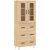 vidaXL Visoka komoda sonoma hrast 69,5x34x180 cm inženirski les | Shoptok.si