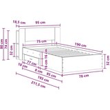  Okvir kreveta s pohranom Crna 75 x 190 cm Konstruirano drvo - Crna 75 x 190 cm bez središnje police | shoptok.hr