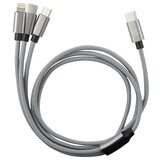 BAUHAUS Napajalni kabel USB 3 v 1 (Siva, Dolžina: 3 m, USB C vtič, USB mikro vtič, strelovodni vtič) | Shoptok.si