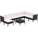  9-dijelna vrtna garnitura od poliratana s jastucima crna | shoptok.hr