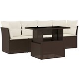 Maison Chic Seti vrtnega pohištva - Vrtna garnitura - Vrtni pohištvo set 5-delna z blazinami rjav poli ratan, (21813834) | Shoptok.si