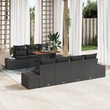 vidaXL 8-delni vrtni kavčni set s blazinami Črn poli ratan, (22091639) | Shoptok.si